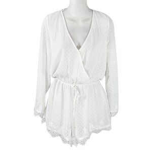 ShowPo white embroidered lace drawstring waist romper GG6